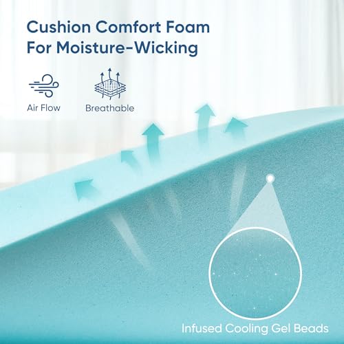 Memory Foam Mattress Topper Queen Size 3 Inch Gel Infused Cooling R311186