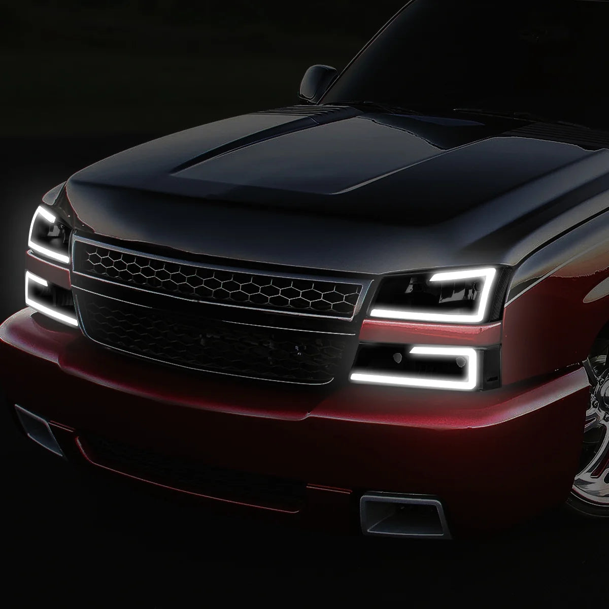 Pair 3D LED DRL Bar Headlight Dark Smoked J417