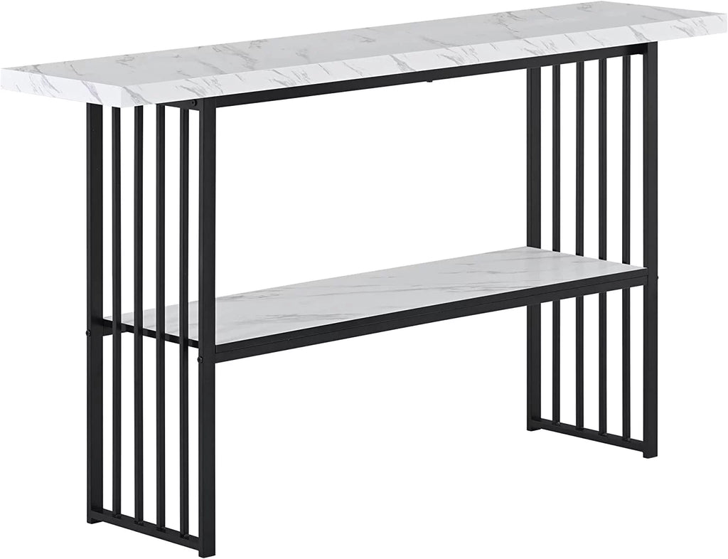 63" Console Table with 2 Storage Shelves White & Black X79554