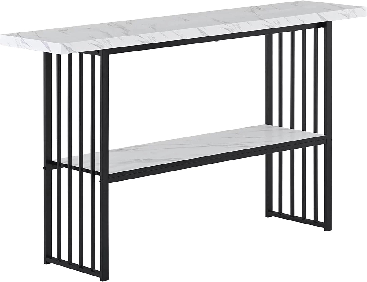 63" Console Table with 2 Storage Shelves White & Black X79554