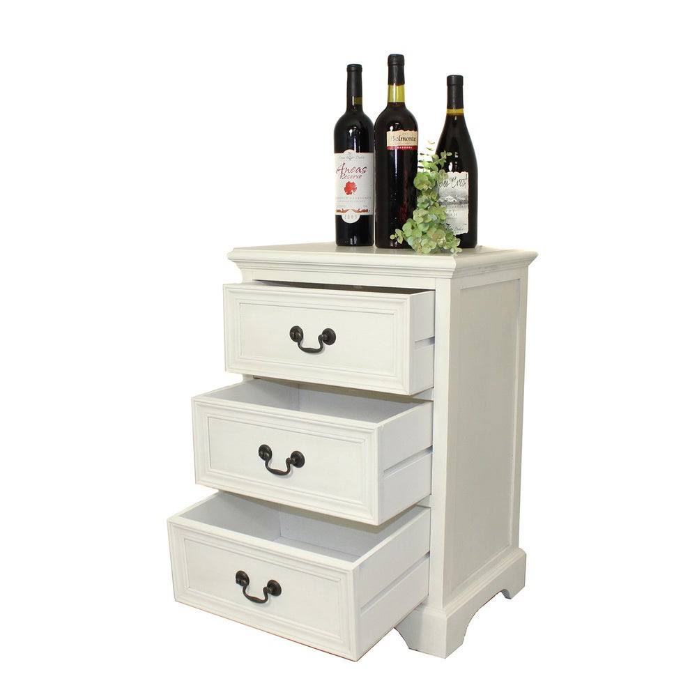 Antique White Solid Wood 3-Drawer Night Stand U600076