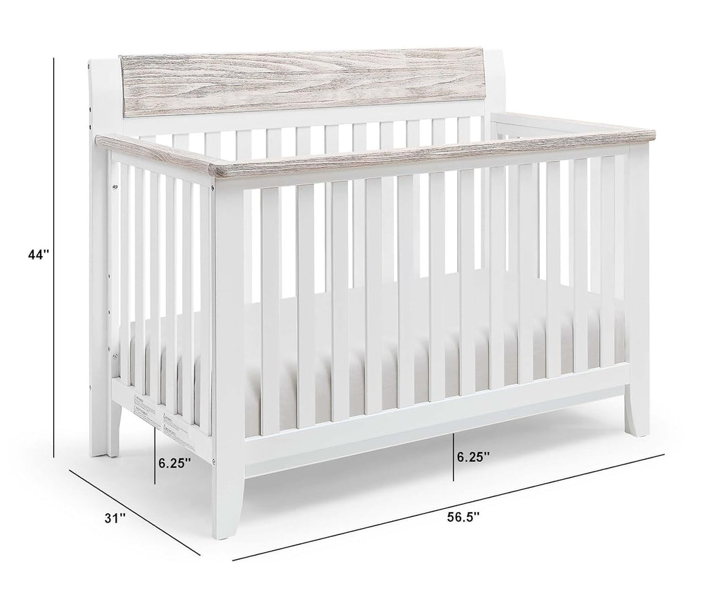 White and Wire Brushed Wood 4 in 1 Convertible Crib Q717552