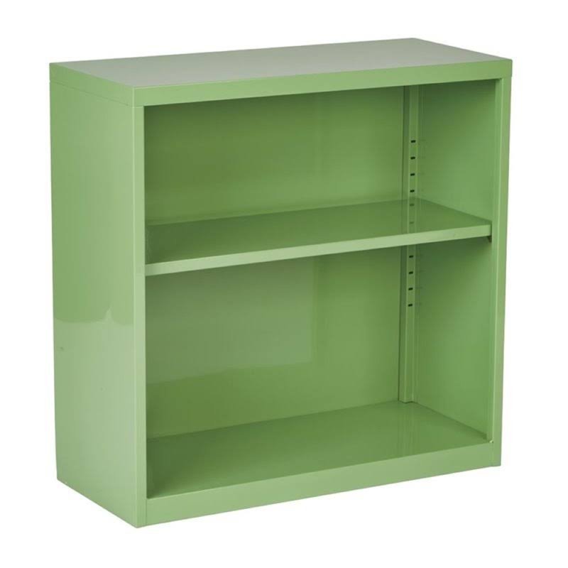 Green 2 Shelf Metal Bookcase G337