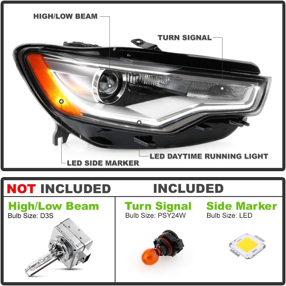 Passenger Side LED DRL Projector Headlight Assembly U115