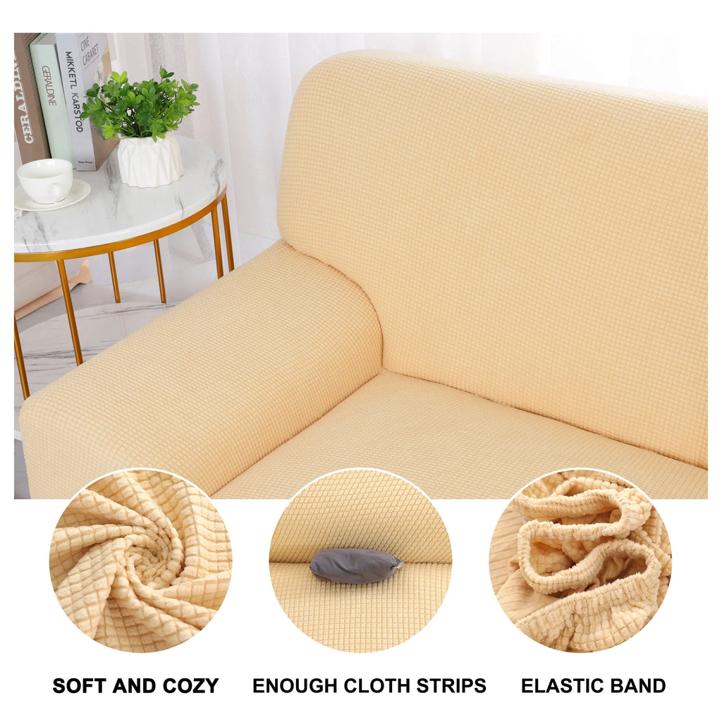Yellow Sofa Stretch Slipcover with 1 Cushion Cover D806