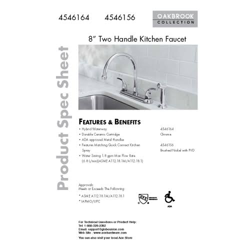 Brushed Nickel Two Handle Kitchen Faucet Side Spray J462842