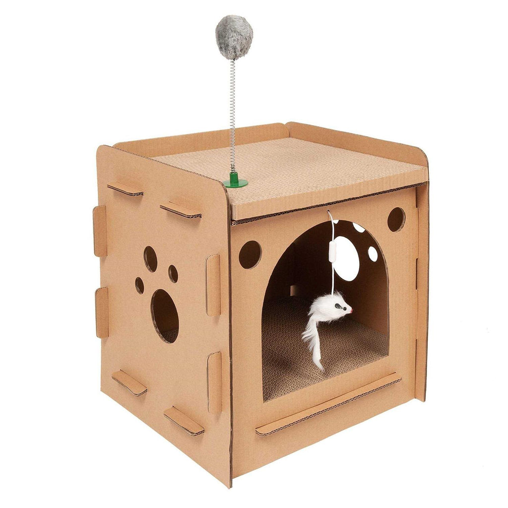 Corrugated Cat Scratcher House with Catnip K2230