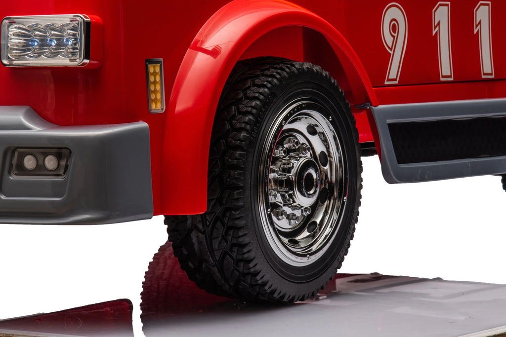 24V 2-Seater Ride-on Fire Truck with Remote Control, LED Lights, Water Gun B852