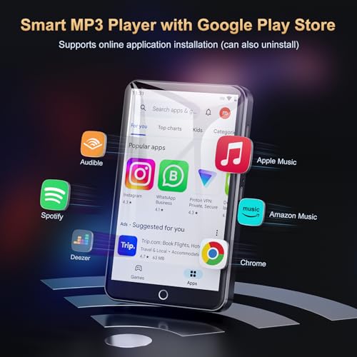 80GB MP3 Player with Bluetooth and WiFi, 4.0" IPS Touch Screen Android Player (Black) G8838