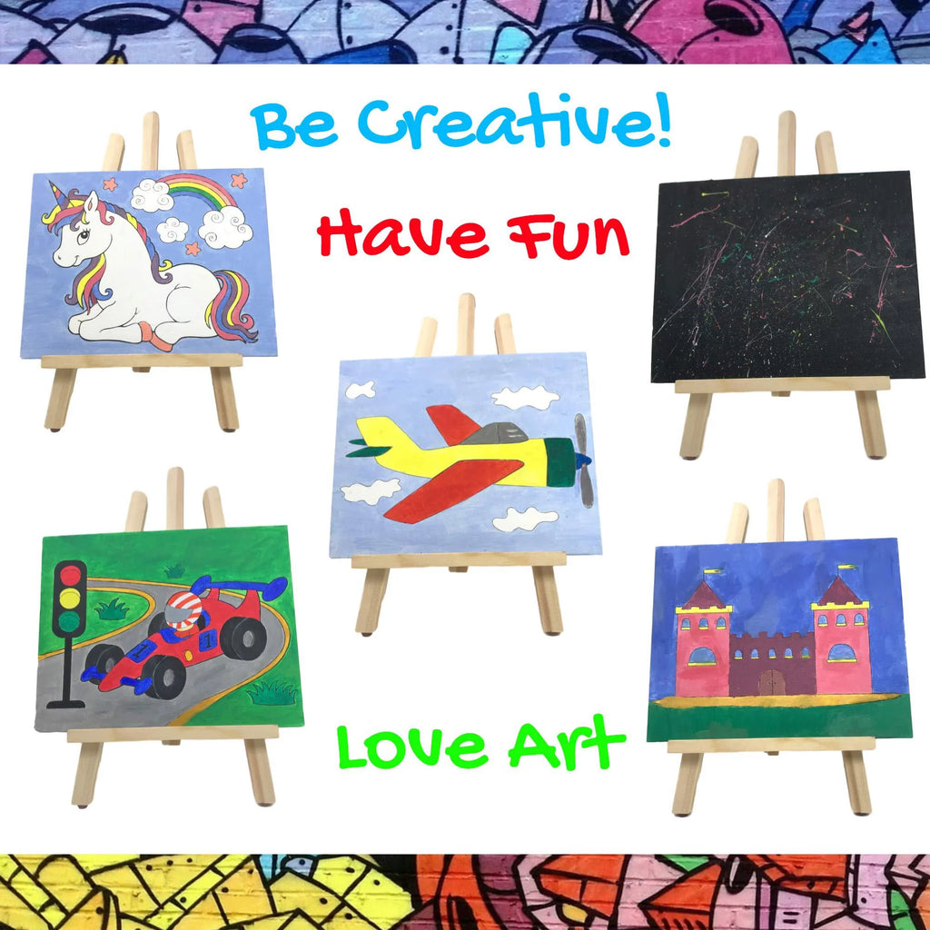 Acrylic Painting Kit with Storage Bag, Non Toxic Washable Paints, Wood Easel, Canvases, Brushes W830583