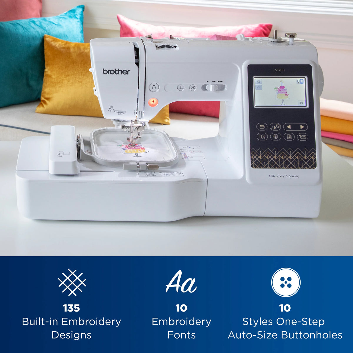 Computerized Sewing & Embroidery Machine with Built-in Designs & Wireless Connectivity L202