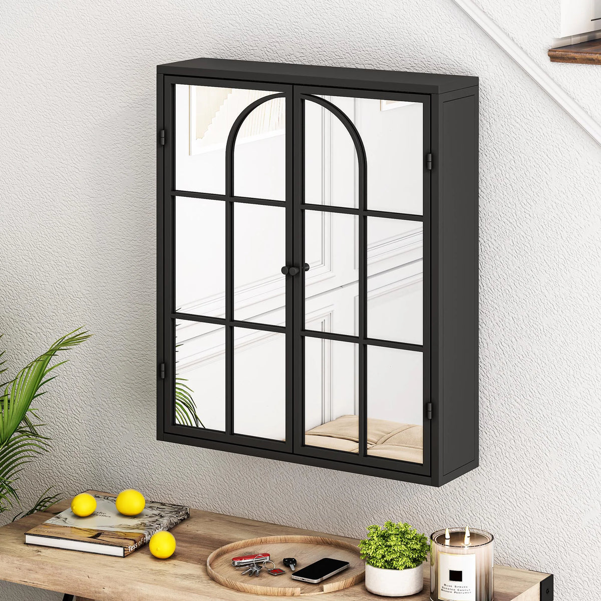 Vintage Two Door Wall Cabinet with Mirror D665694