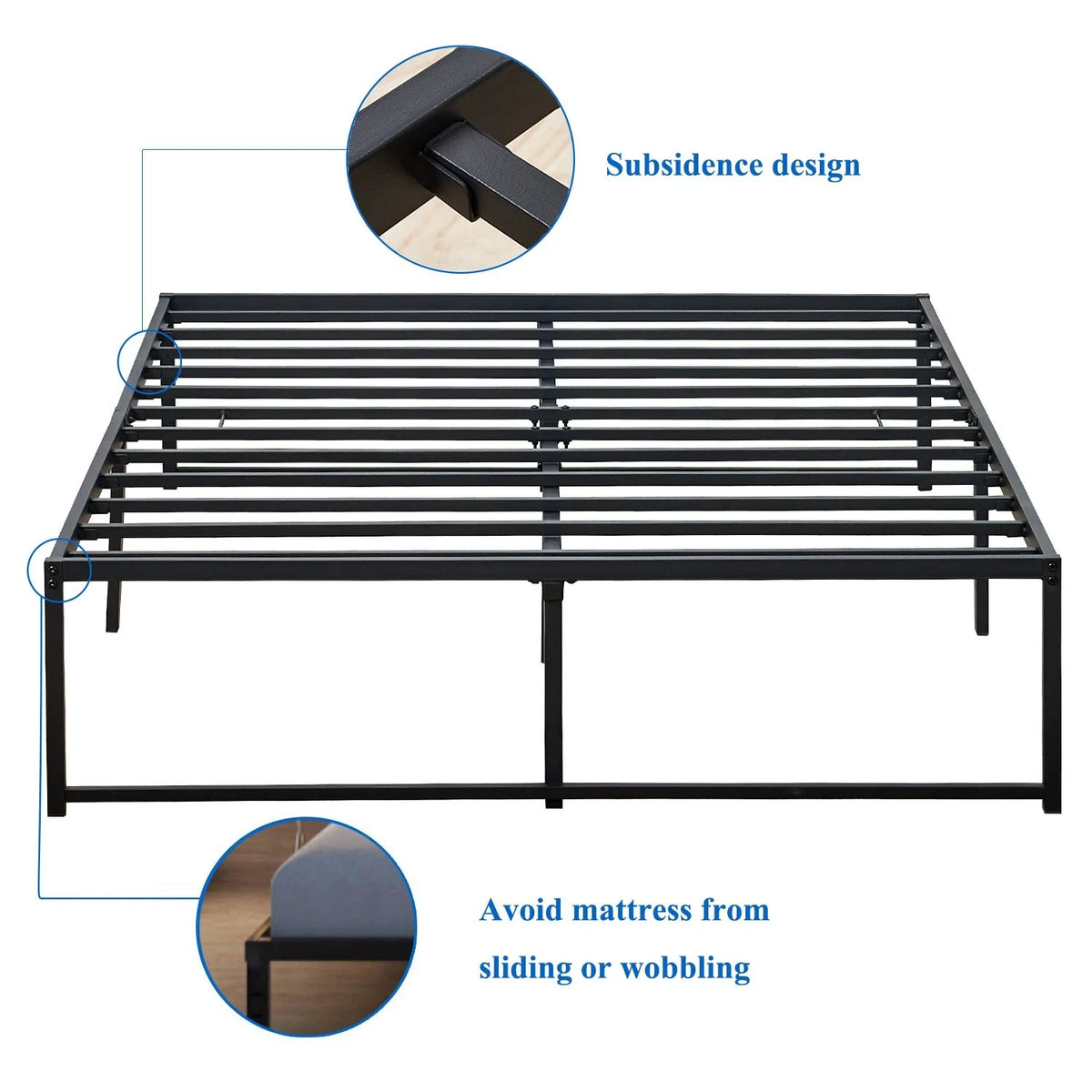 Black Full Size Metal Platform Bed Frame F1898