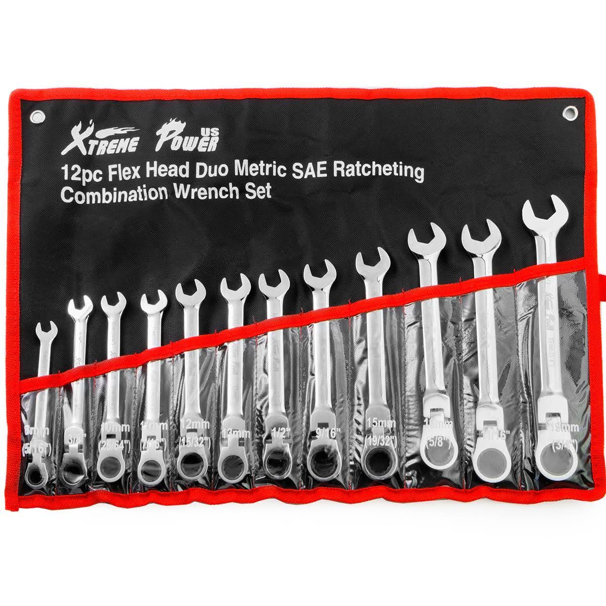 12pcs Flex-Head Combination Wrench Ratcheting Set R755