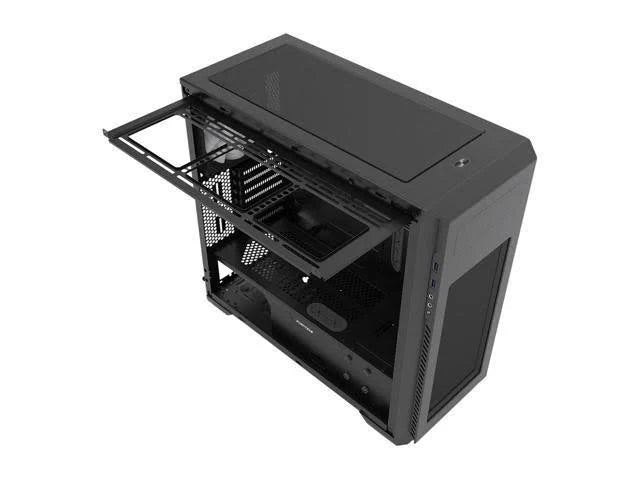 Satin Black ATX Mid Tower Case with Tempered Glass Panel Y613258