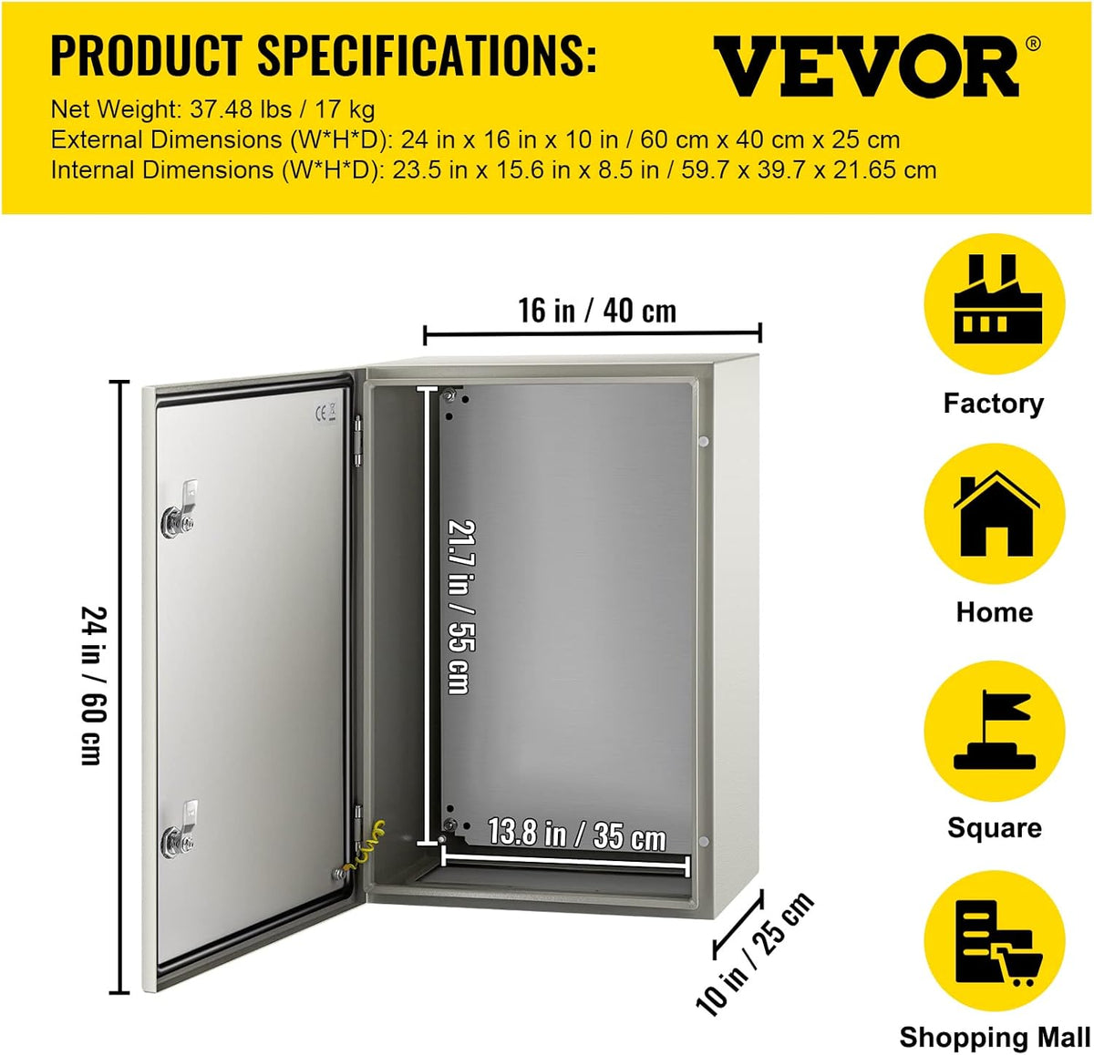 24 x 16 x 10'' NEMA 4X Steel Electrical Enclosure F514096