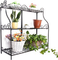 Large Flower Stand Plant Display Freestanding Metal 3-Tier Storage Rack A368838