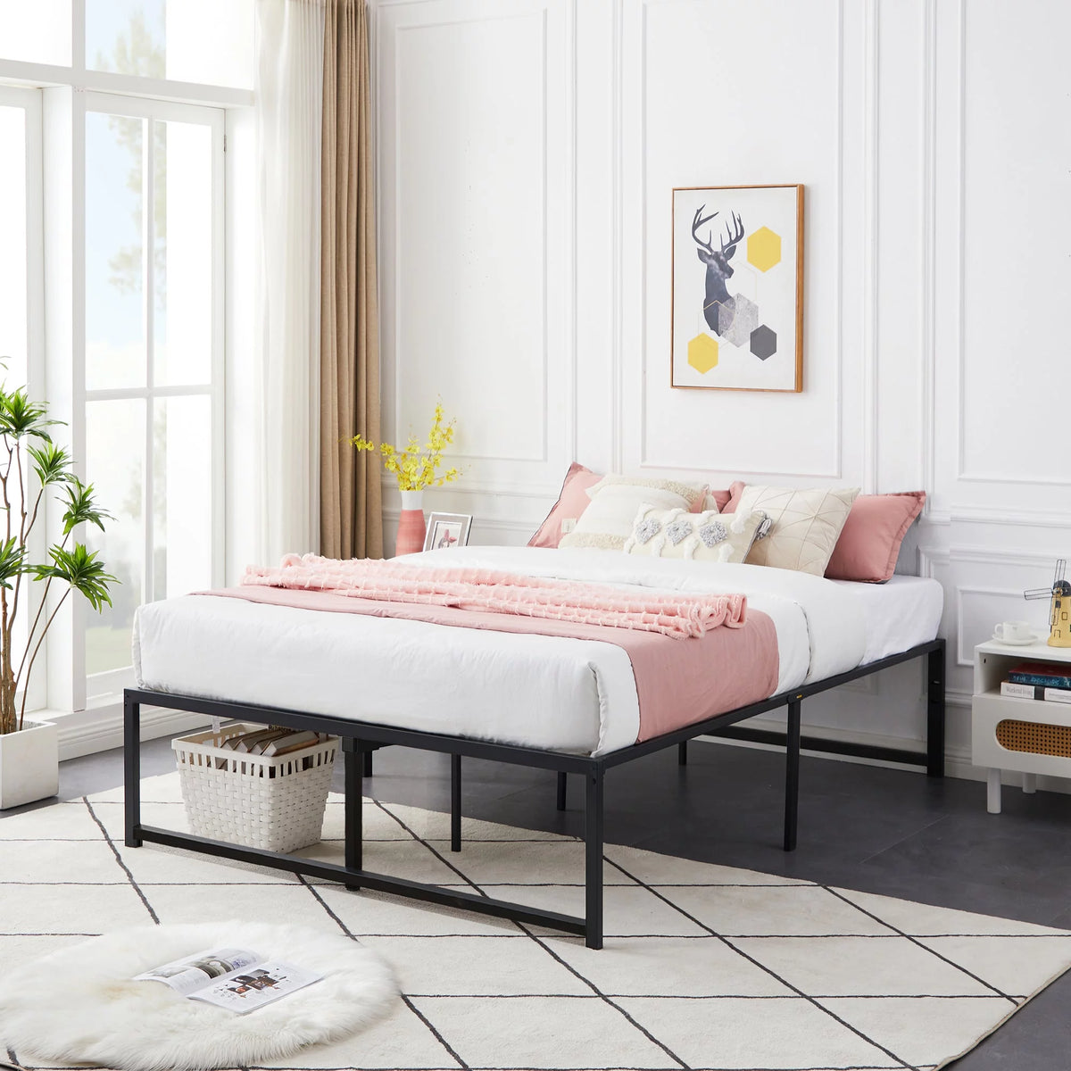 Black Full Size Metal Platform Bed Frame F1898
