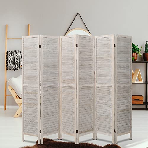 6 Panel Wood Room Divider (Beige) F88653