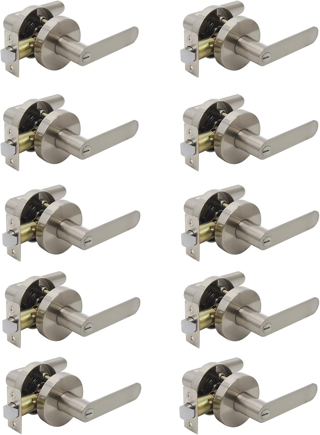 10 Pack Privacy Door Knobs in Satin Nickel K994
