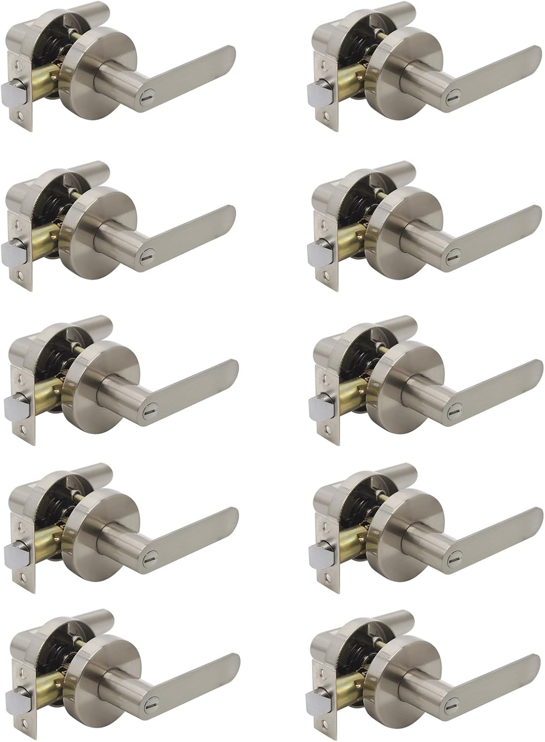 10 Pack Privacy Door Knobs in Satin Nickel K994