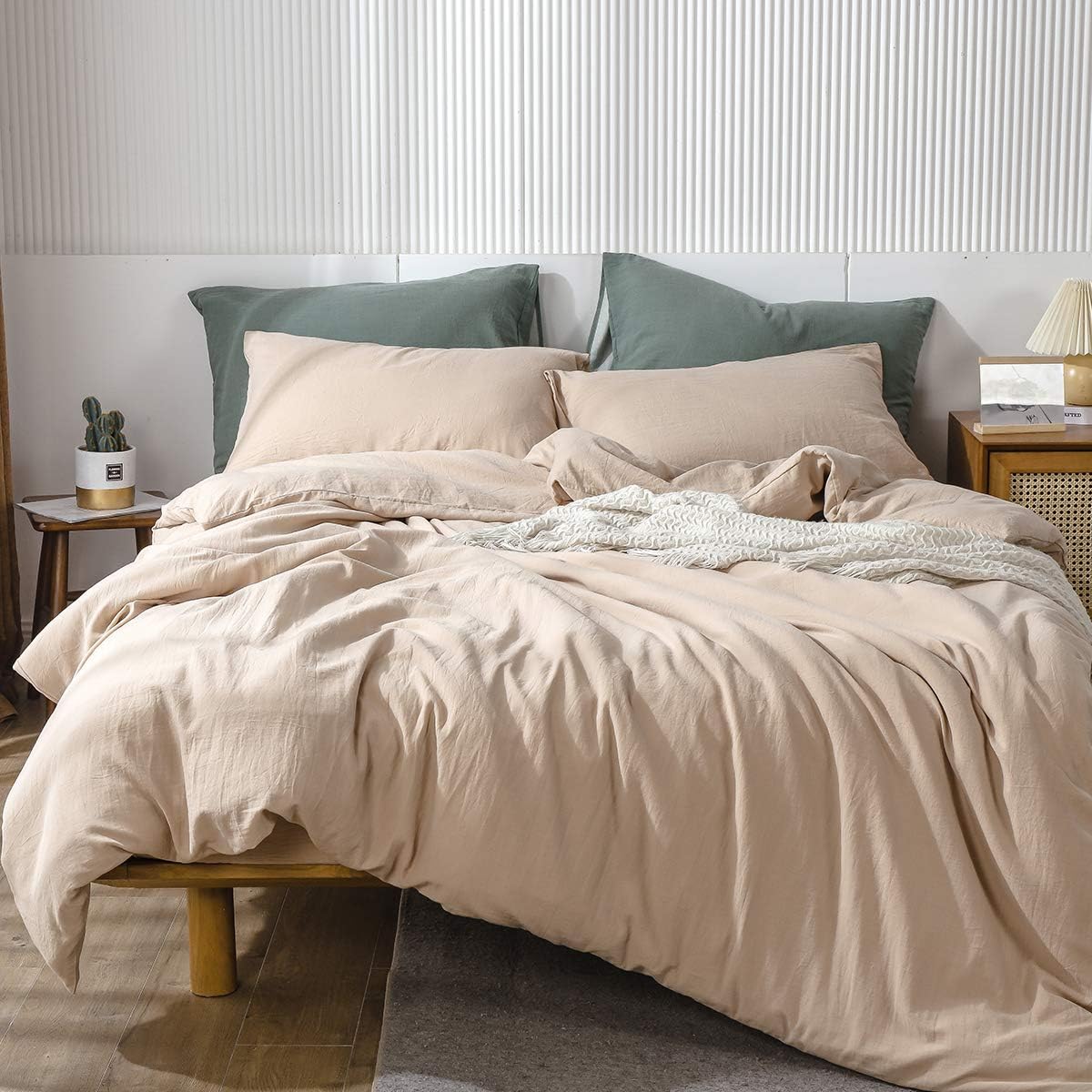 Pre-Washed Cotton Duvet Cover Set Heathered Dark Gray Queen R3825