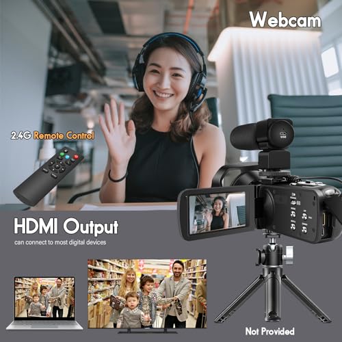 5K Video Camera 64MP Camcorder 18X Zoom WiFi Digital Camera V84346