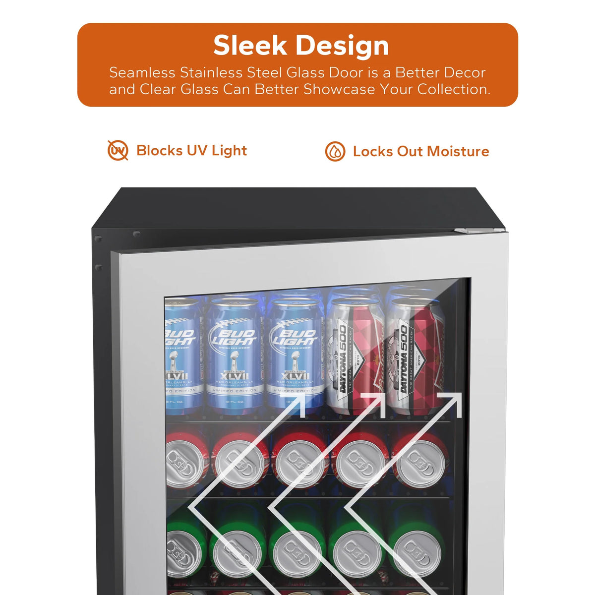 160 Can Freestanding Beverage Refrigerator with Glass Door U44378