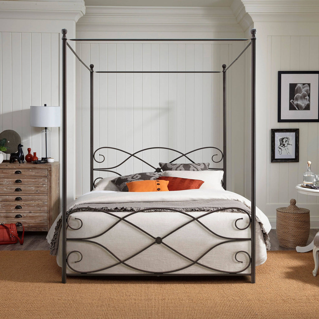 Oiled Bronze Metal Canopy Bed - Full T449