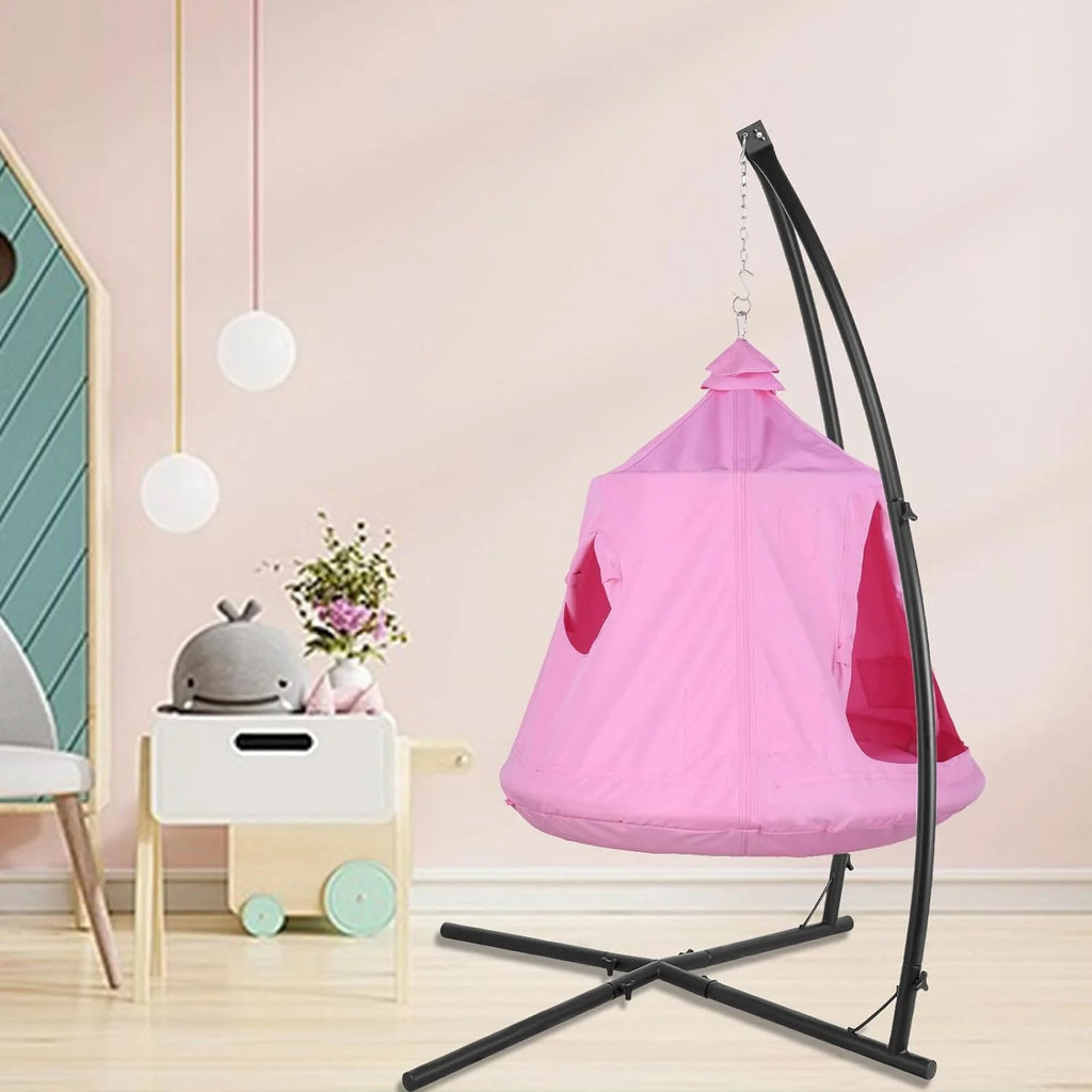 Pink Hanging Hammock Chair with Steel Stand H6195