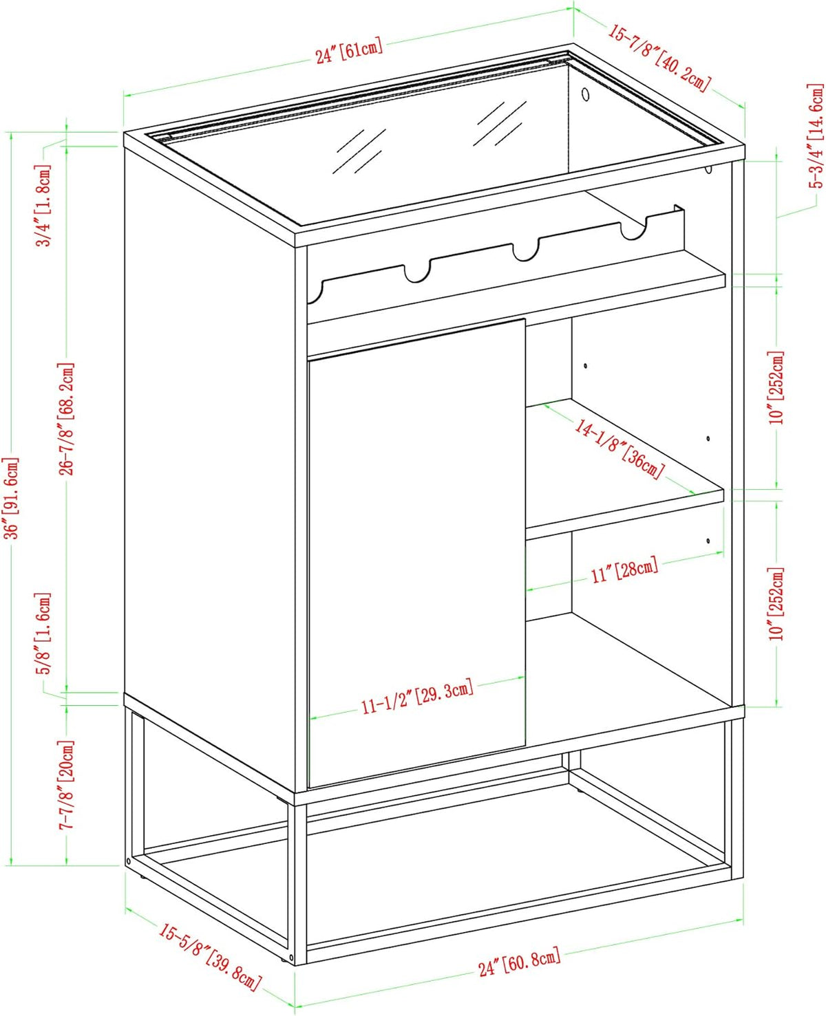 Rustic Oak Wood and Glass Bar Cabinet N1758