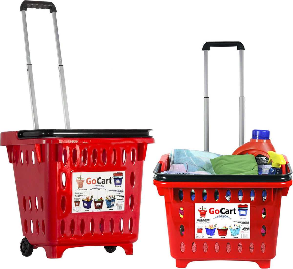 Teal Rolling Grocery Cart with Telescopic Handle O86833