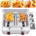 6L*2 Stainless Steel Commercial Countertop Gas Deep Fryer with 2 Basket N812