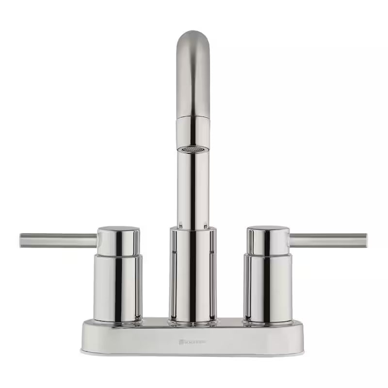 4 in. Centerset Double Handle High-Arc Bathroom Faucet in Polished Nickel X7013