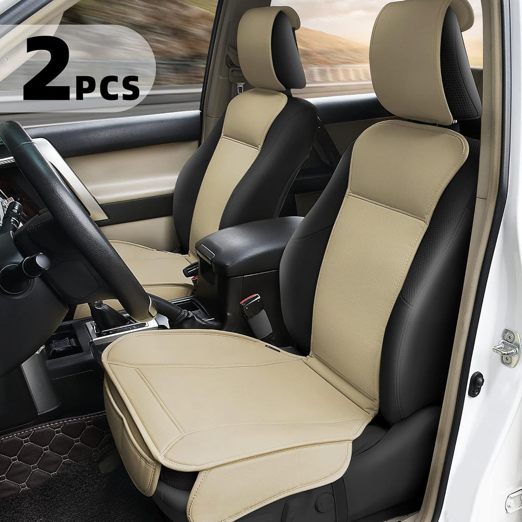 Beige Faux Leather Padded Car Seat Cover J35445