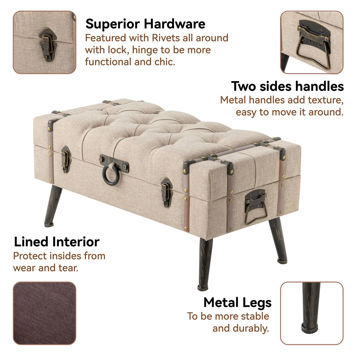Modern Upholstered Storage Ottoman V760536