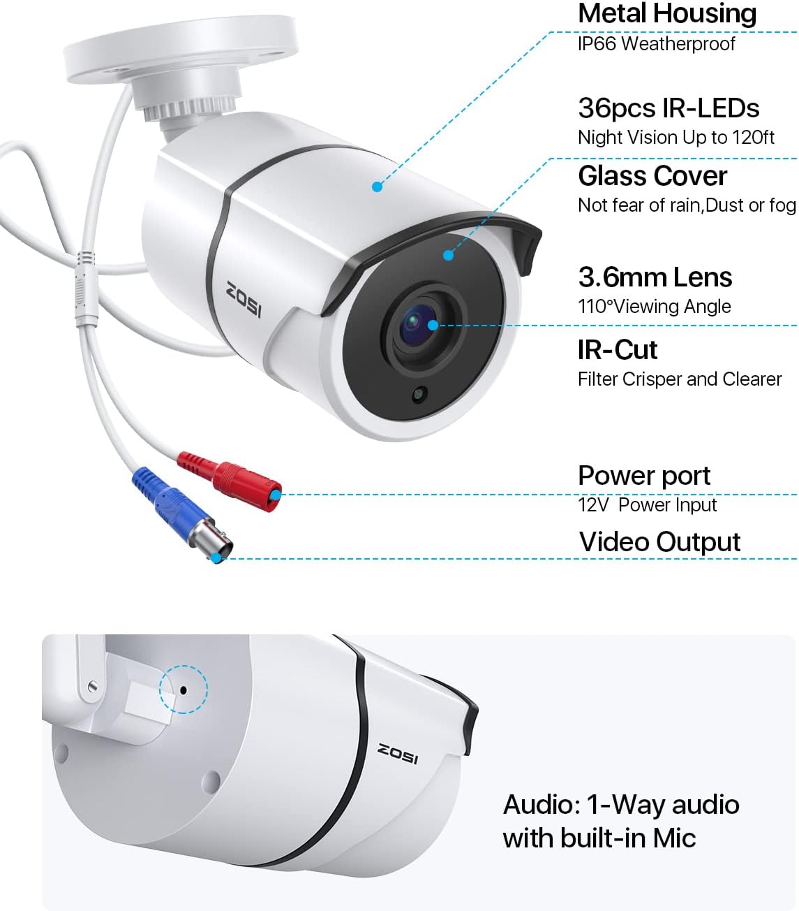 4PACK 1080P HD TVI Security Cameras 120ft Night Vision Waterproof Camera S77273