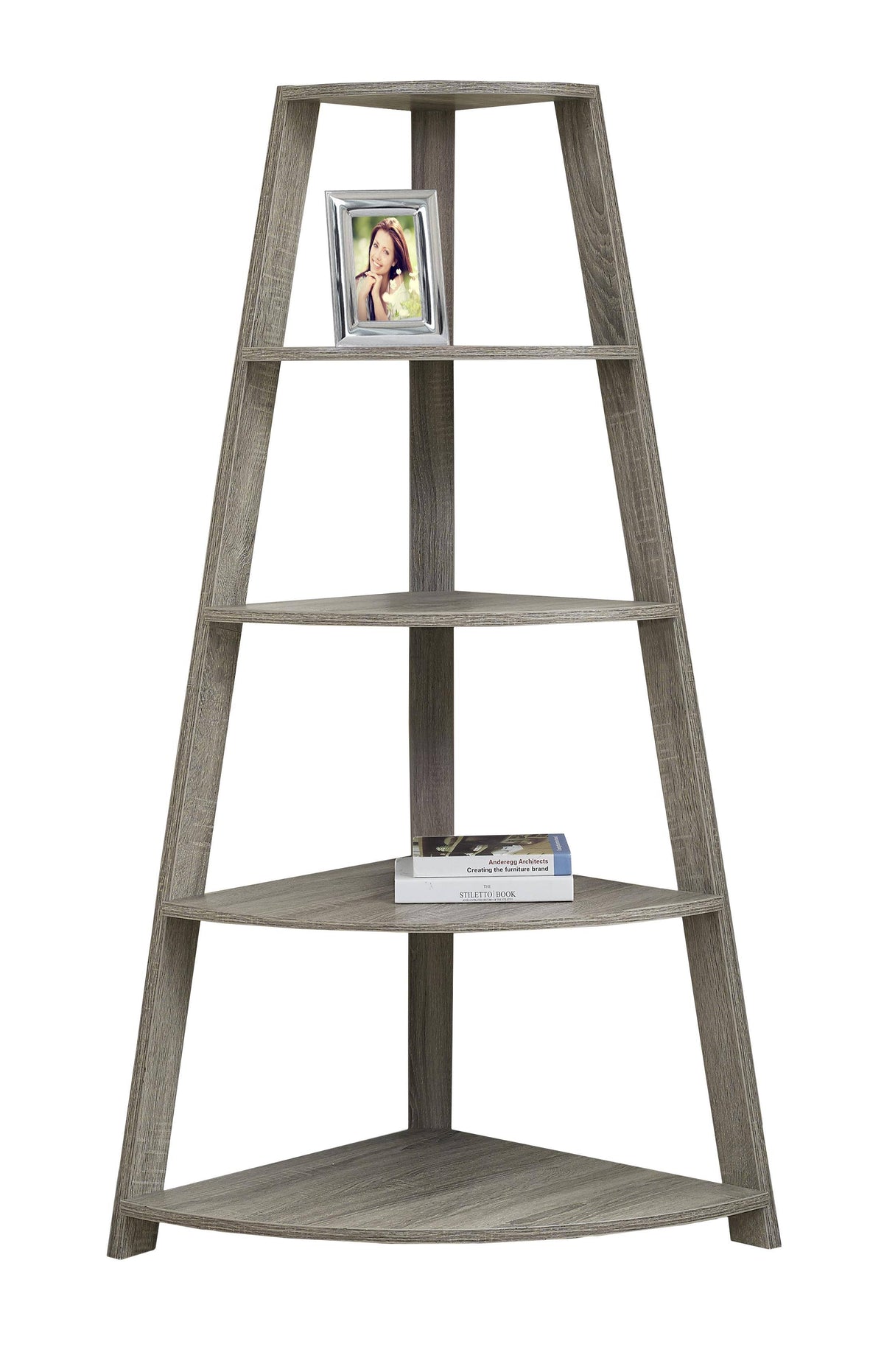 Dark Taupe Corner Accent Bookcase Y789