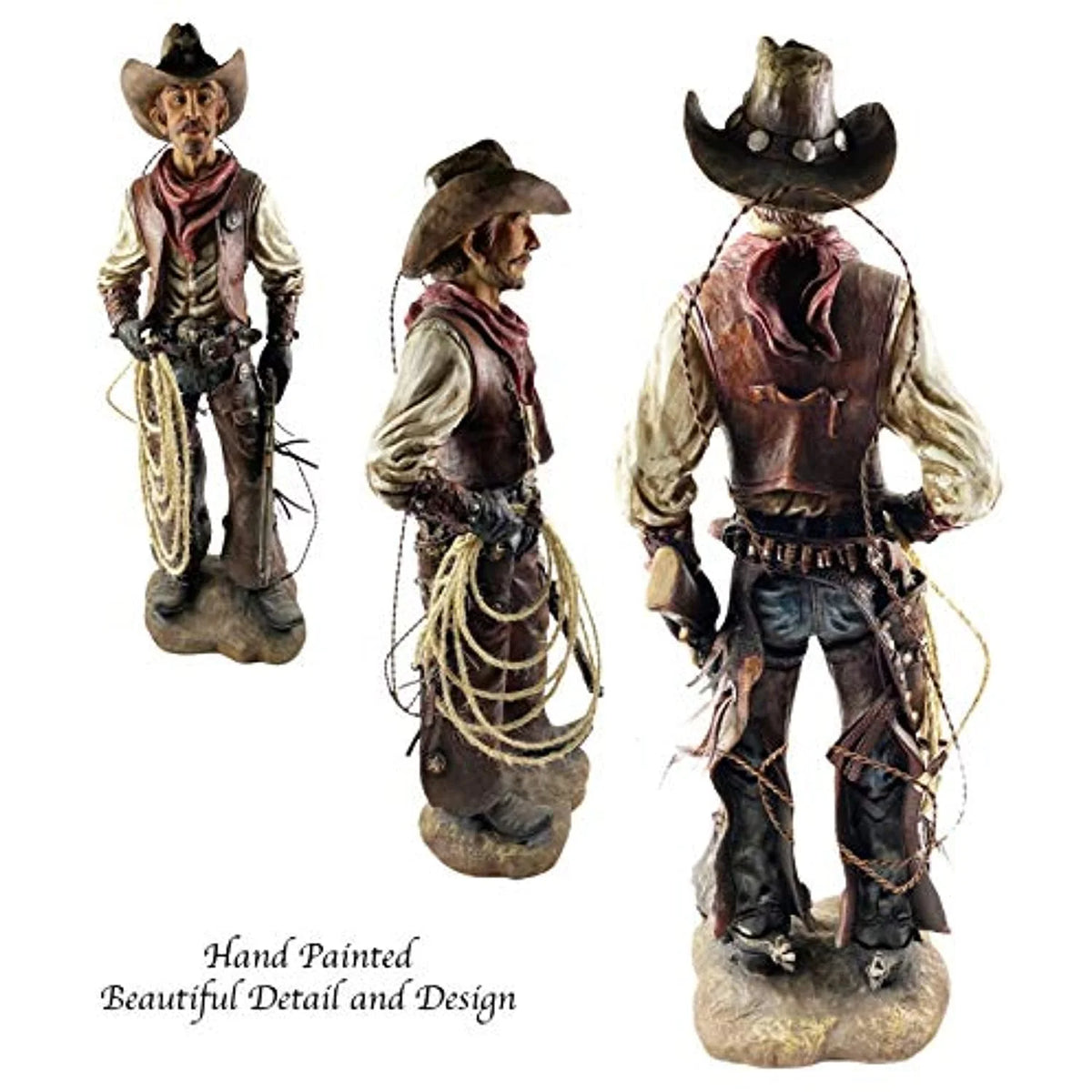 Western Cowboy Statue Hand Painted Figurine Y3980