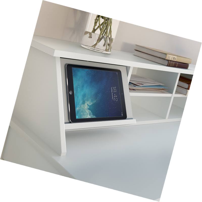 Pure White Computer Desk with Bookcase and Organizer J2032