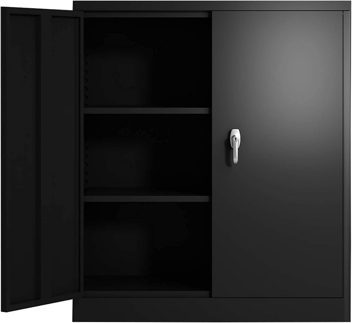 Black Metal Storage Cabinet with 2 Adjustable Shelves S38033