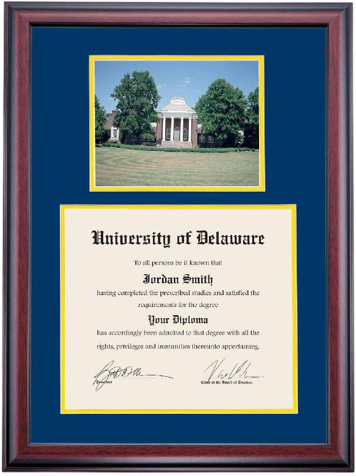 12 x 16 Diploma Frame with Navy Yellow Mat B6352