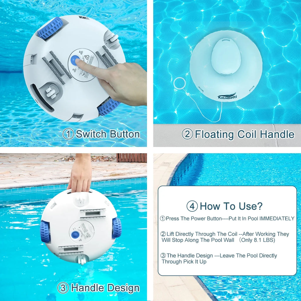 Cordless Robotic Pool Vacuum Cleaner 7500mAh Rechargeable IPX8 Waterproof X57837