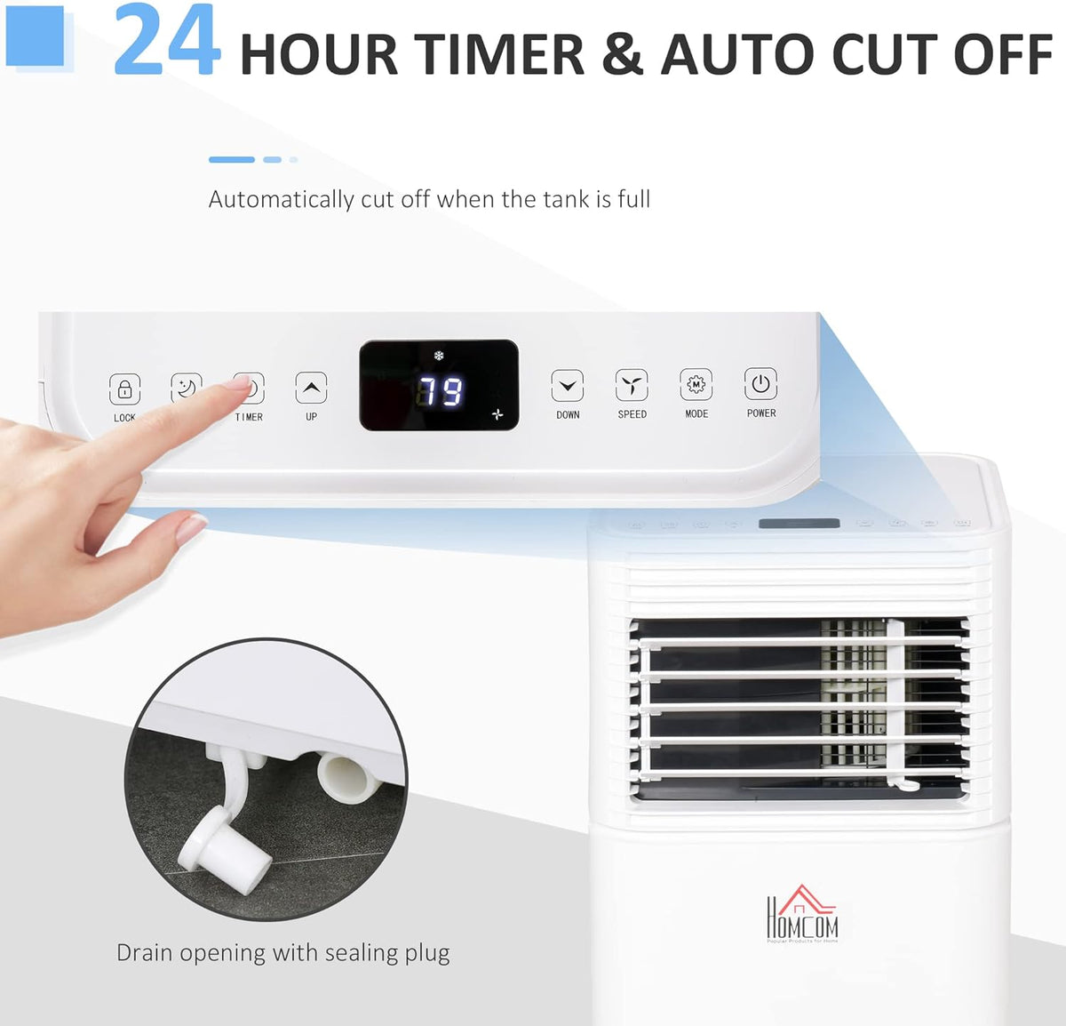 White Mobile Portable Air Conditioner with Remote Control U244