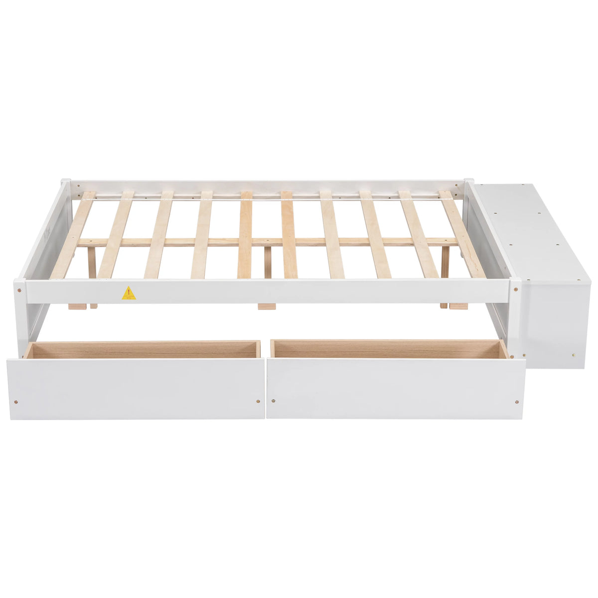 White Full Size Platform Bed with Storage Shelves and Drawer V221894