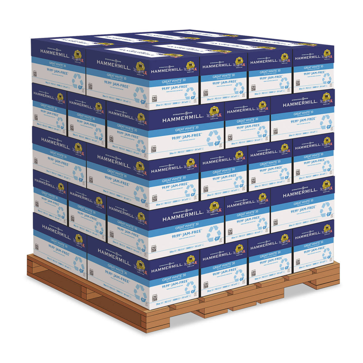 White 30 Recycled Print Paper, 92 Bright, 20lb, 8.5 x 11, 500 Sheets/Ream, 10 Reams/Carton N707418