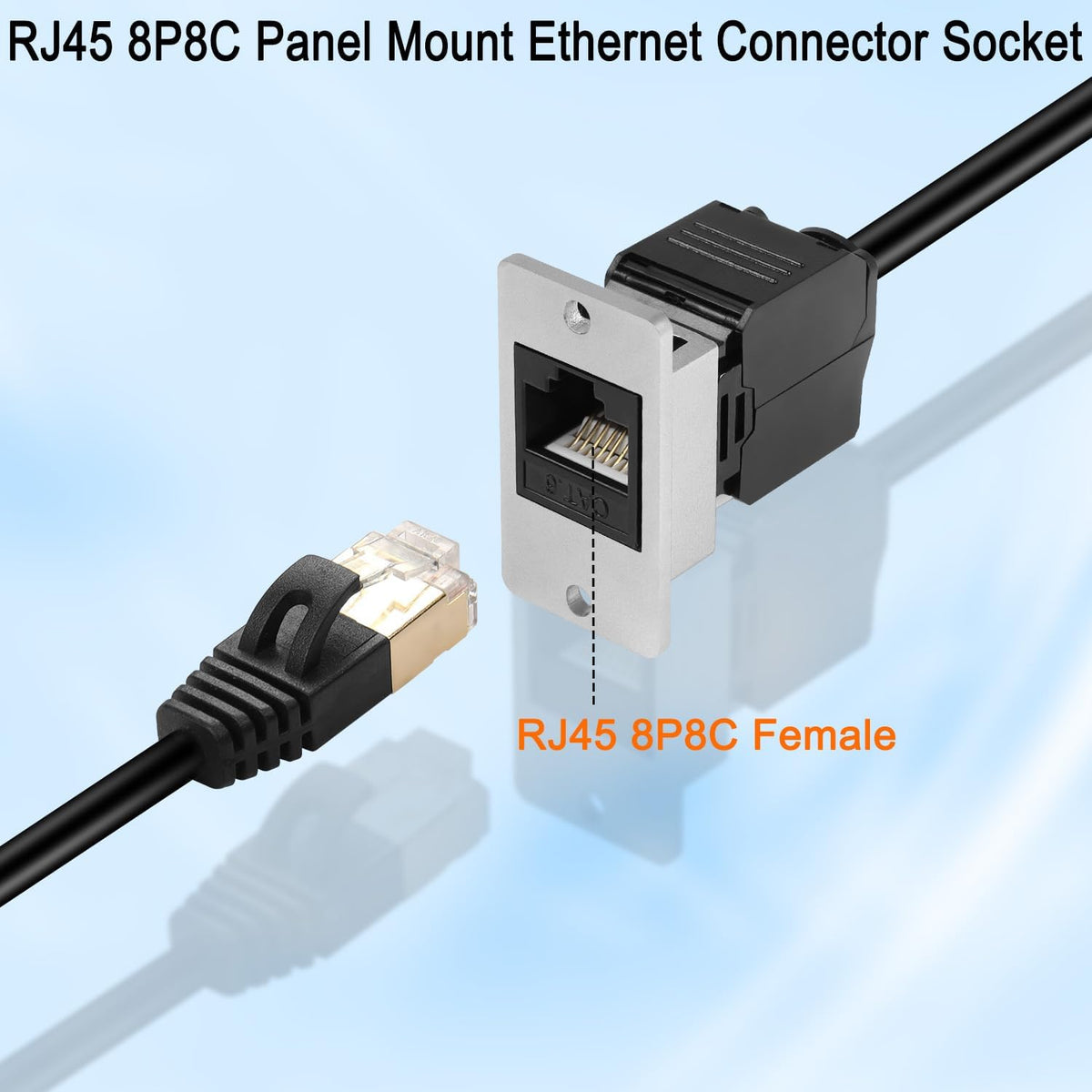 CAT6 RJ45 Female Panel Mount Ethernet Connector Y3795