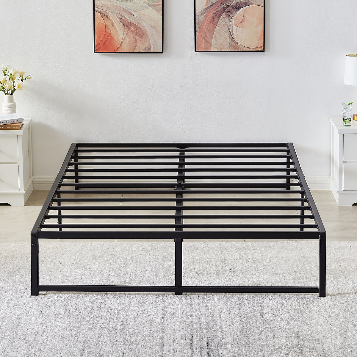Black Full Size Metal Platform Bed Frame F1898