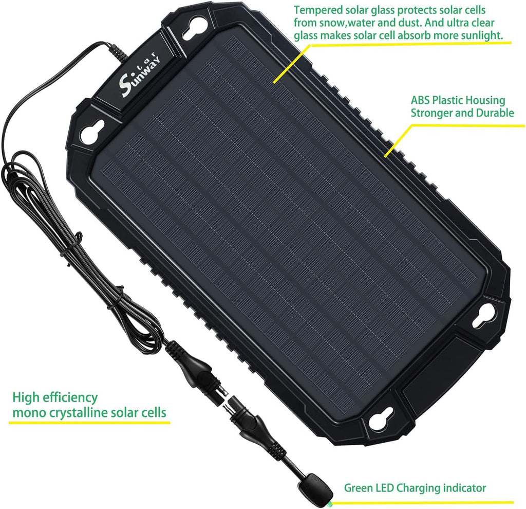 12V 8W Portable Waterproof Solar Car Battery Trickle Charger I733367