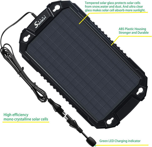 12V 8W Portable Waterproof Solar Car Battery Trickle Charger I733367